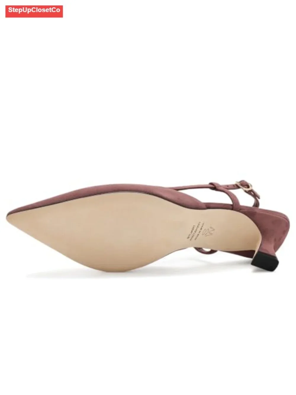 Leather Slingback Pumps Kitten Heels Pointed Toe